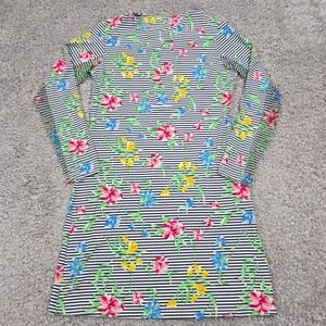 IBKUL Floral Stripe Cooling Dress Womens Medium Long Sleeve UPF‎ 50 Preppy